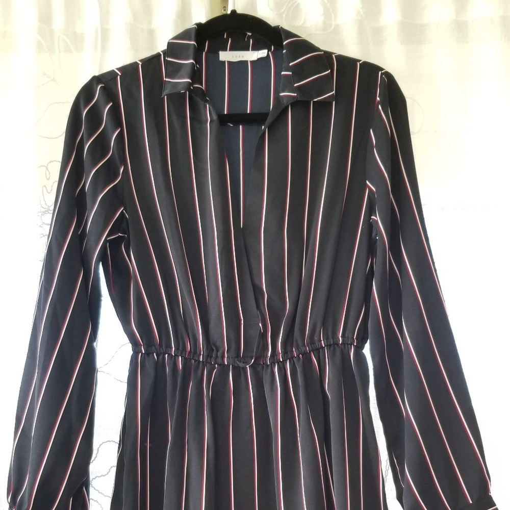 LUSH Pinstripe Shirt Dress - NEW